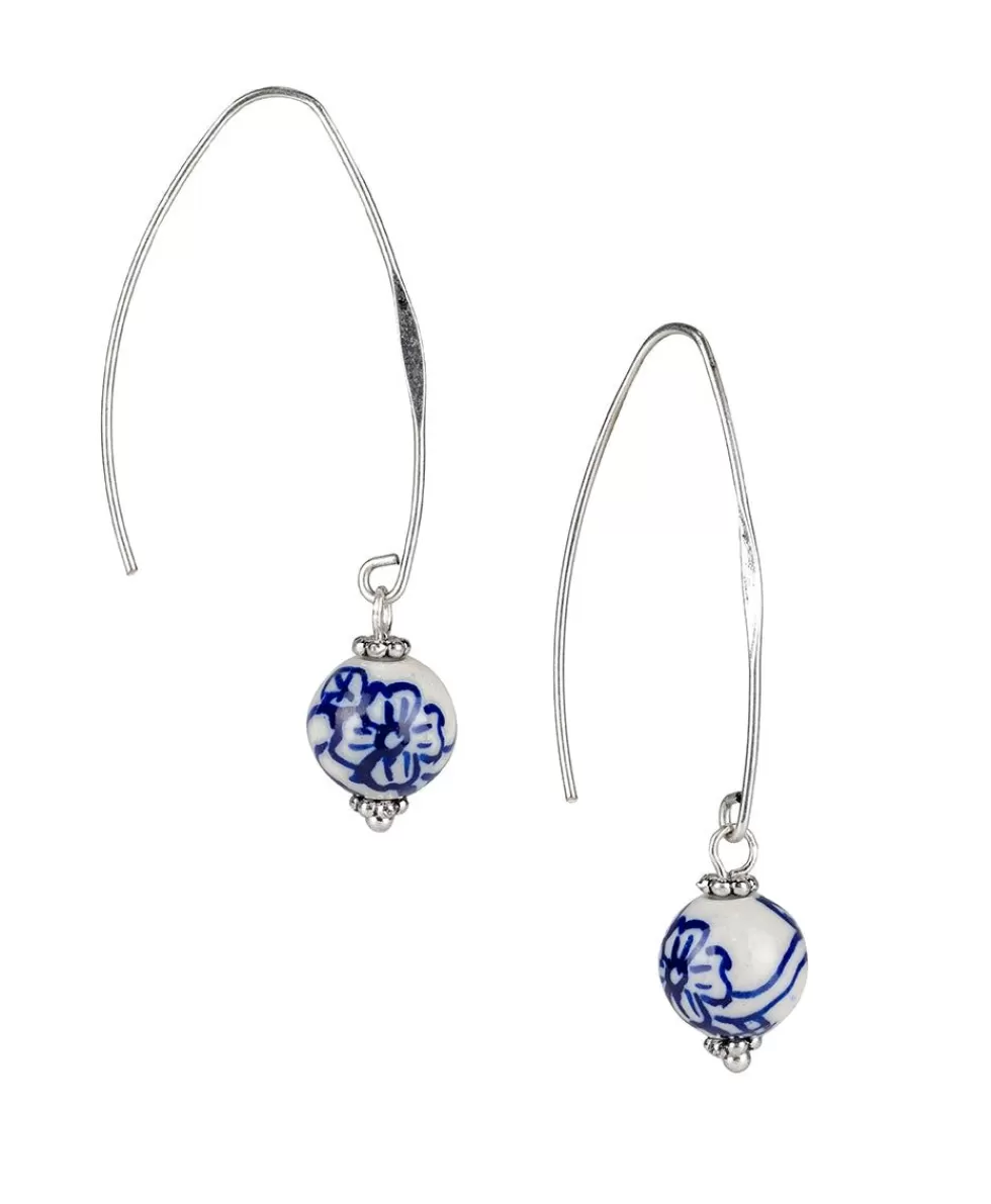 Patricia Nash Blue Arc Hoop Bead Earrings Flash Sale