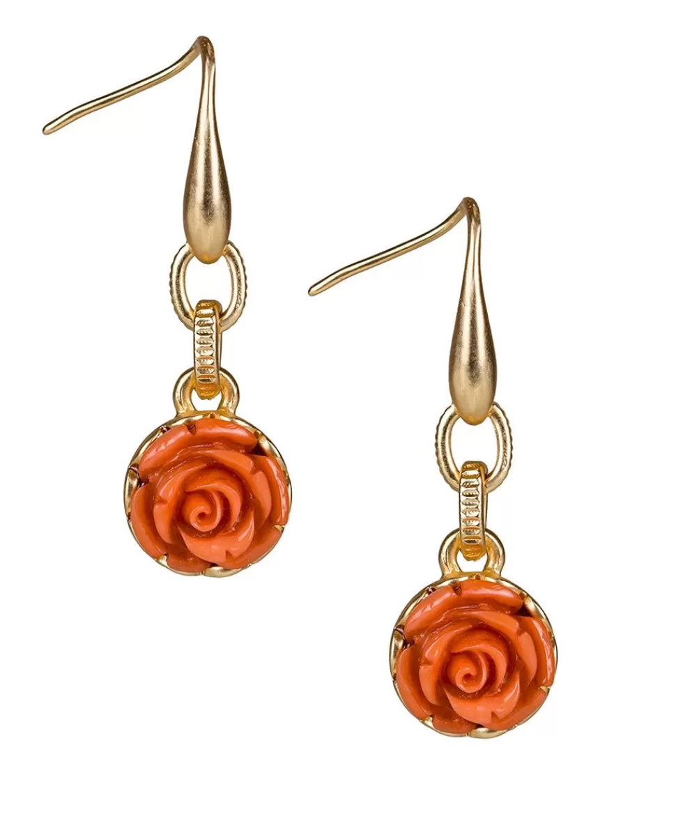 Patricia Nash Carved Rose Drop Earrings Hot