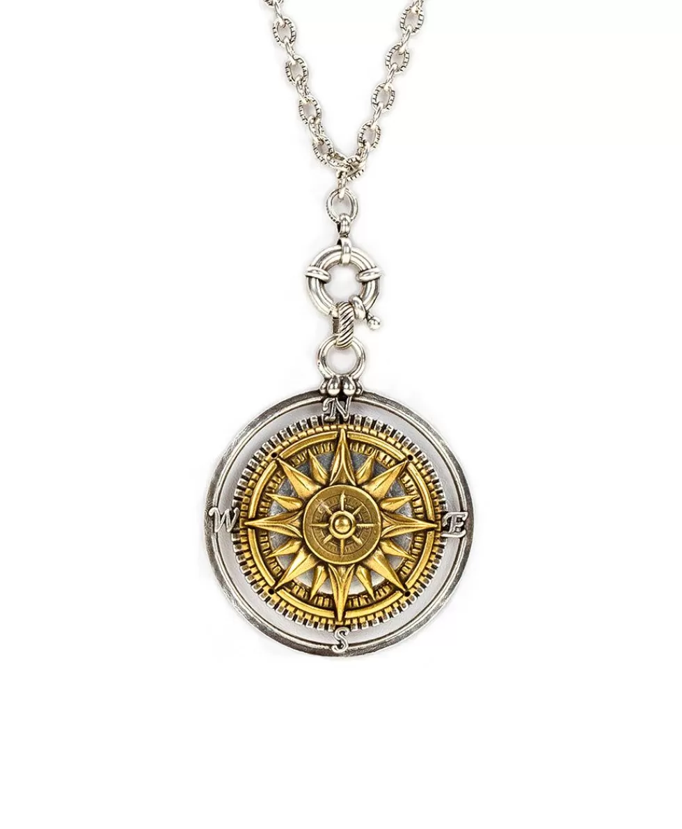 Patricia Nash Compass Locket Pendant Necklace Clearance