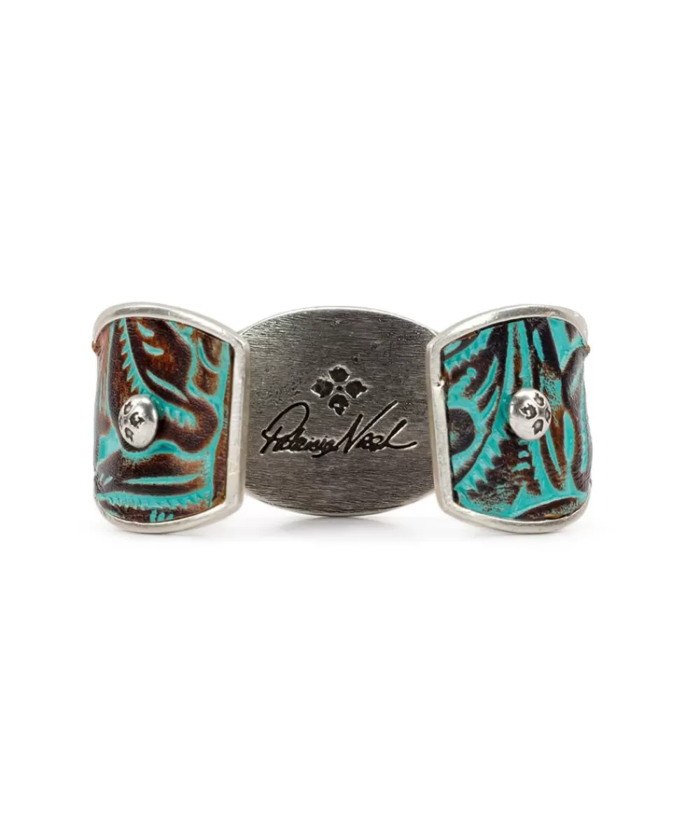 Patricia Nash Elisabetta Turquoise Leather Inset Cuff Cheap