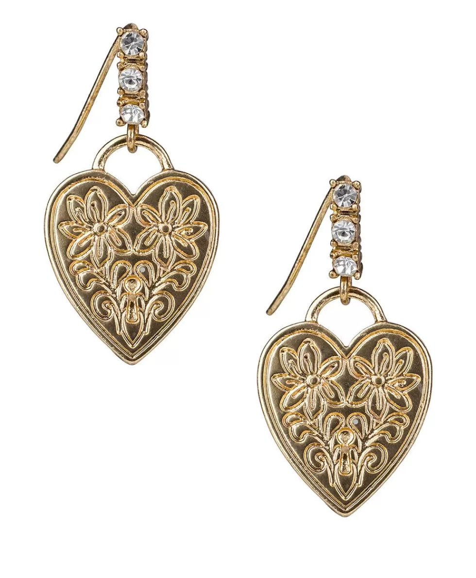 Patricia Nash Heart Lock Drop Earrings Flash Sale