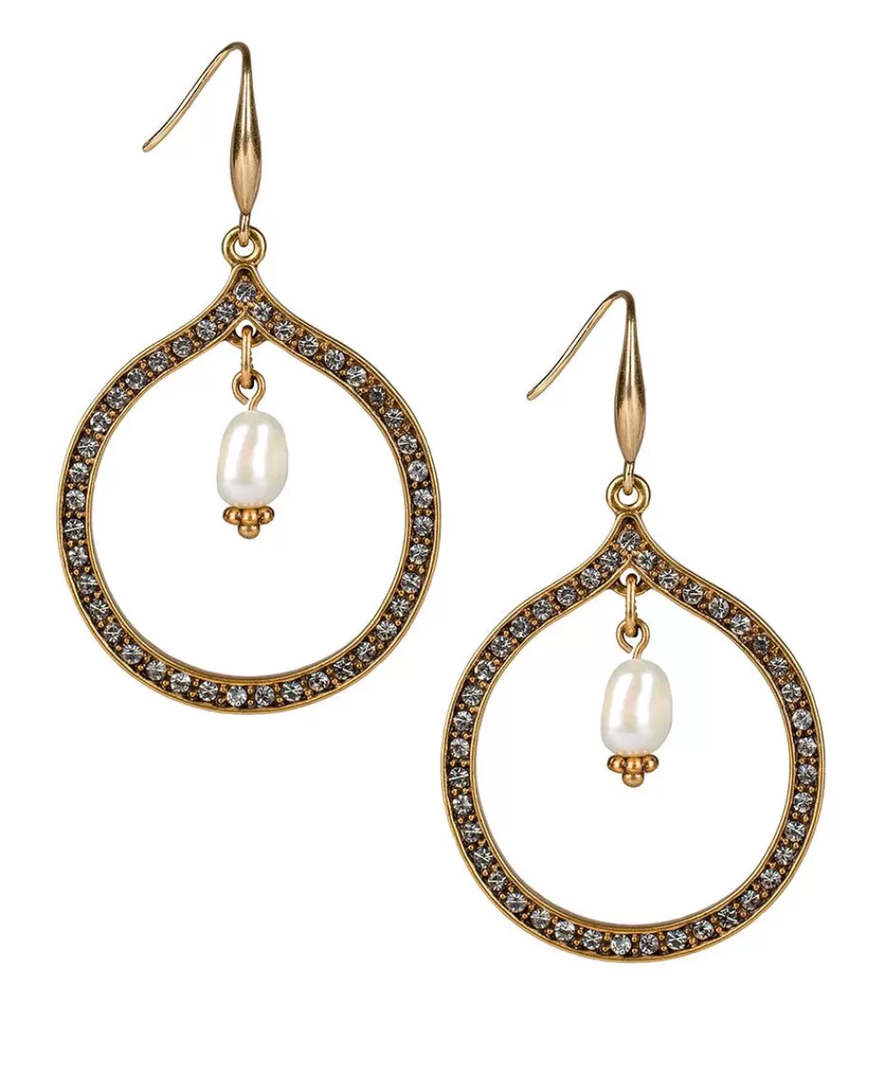 Patricia Nash Pave Teardrop With Pearl Earrings Discount