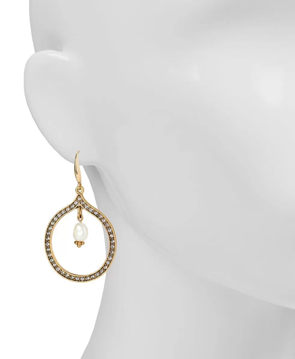 Patricia Nash Pave Teardrop With Pearl Earrings Discount