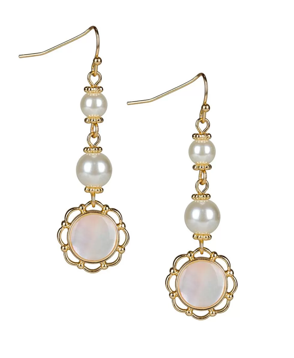 Patricia Nash Pearl Double Bead Drop Earrings Fashion