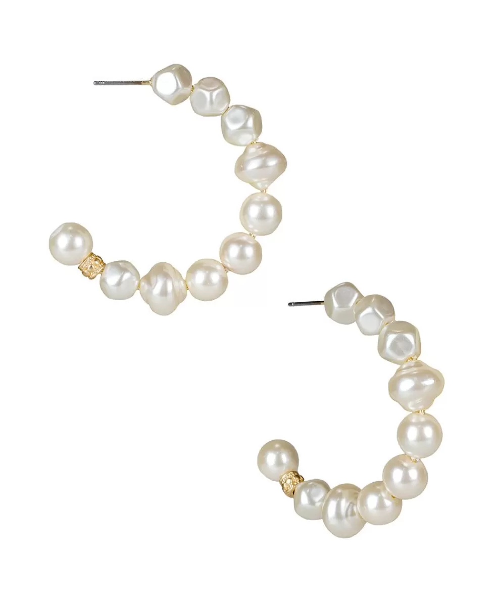 Patricia Nash Pearl Hoop Earrings Fashion