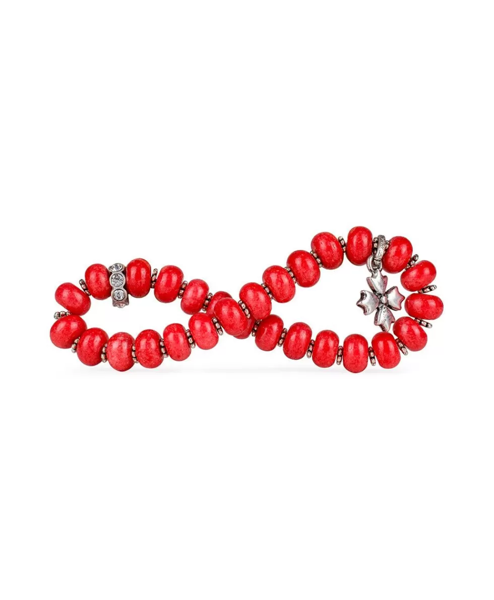 Patricia Nash Red Stone Heart Stretch Bracelet Cheap