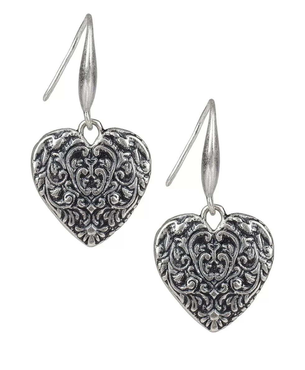 Patricia Nash Tooled Heart Dangle Earrings Sale